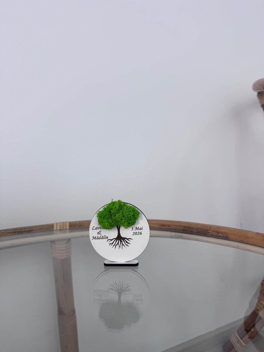 Mărturie nuntă gravată - copacul vieții și licheni naturali | RaisAnd Art Creation