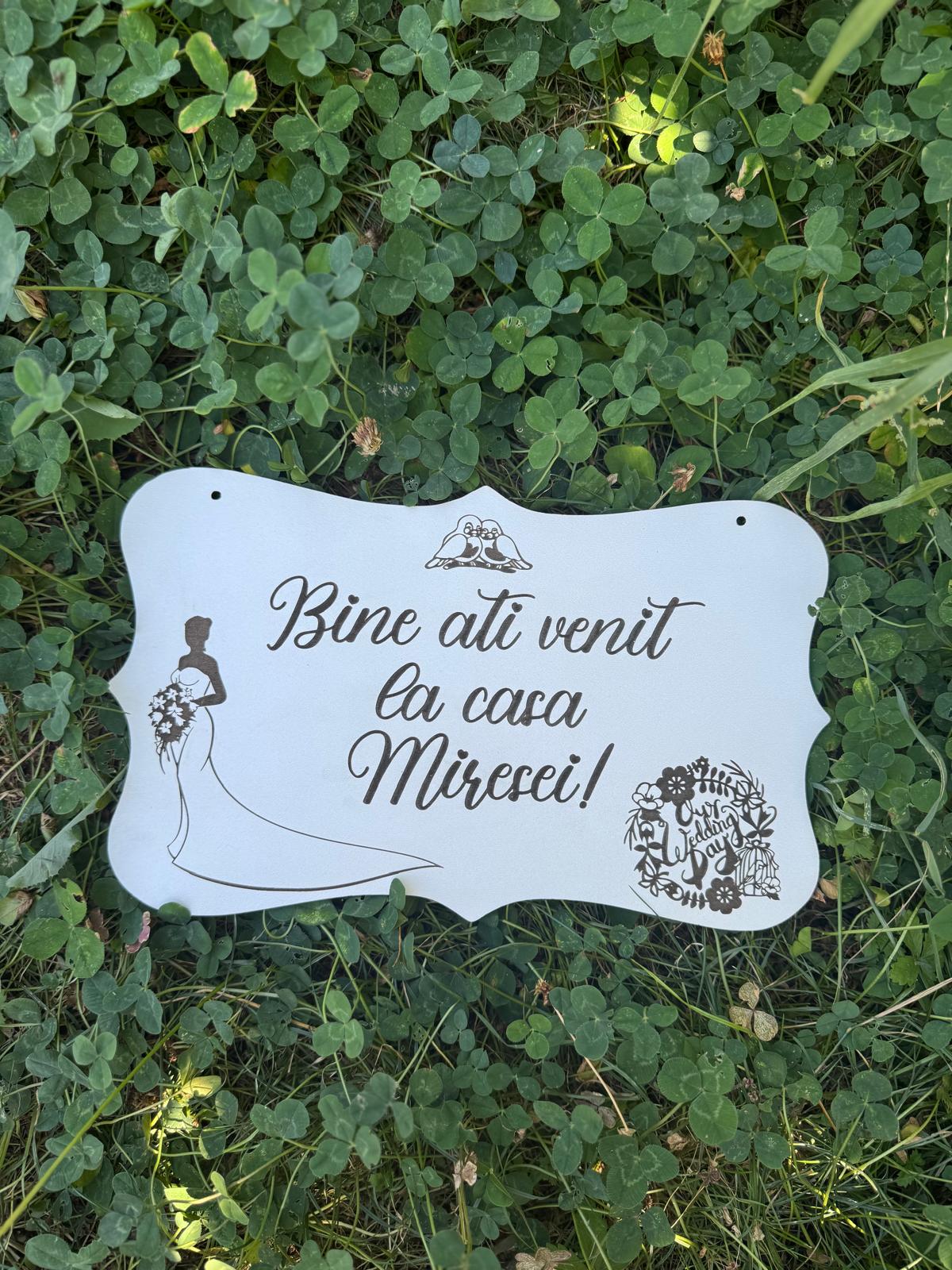 Plăcuță decorativă „Bine ați venit la casa Miresei!”