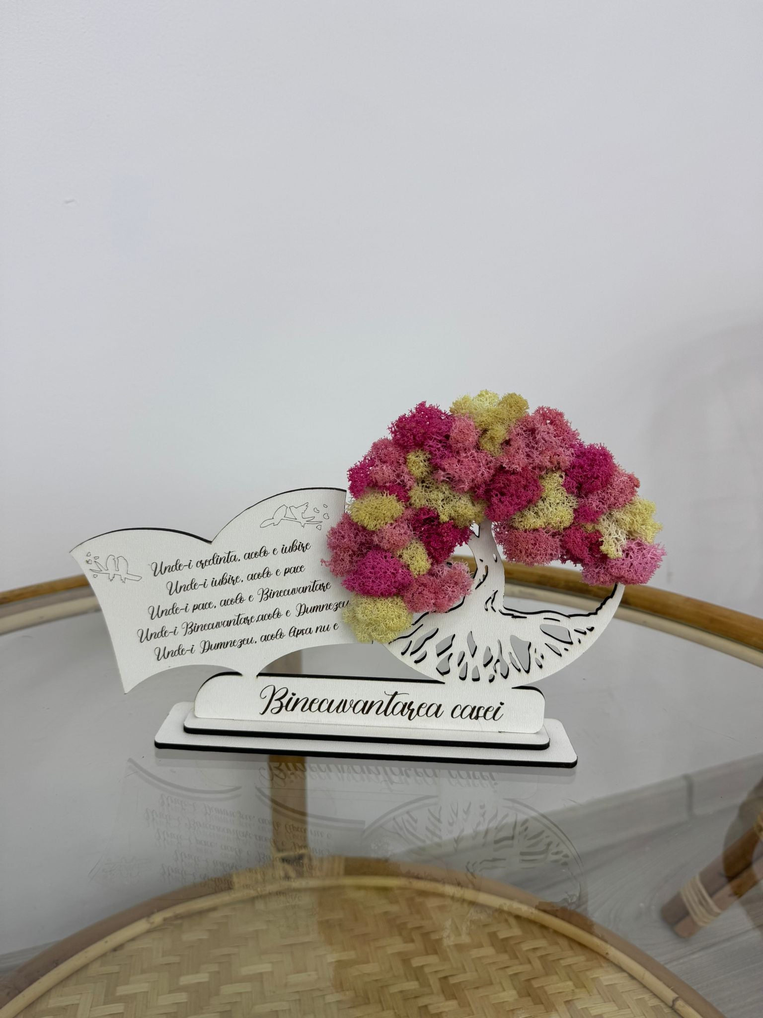Decorațiune „Binecuvântarea casei” – Copac decorativ cu licheni stabilizați