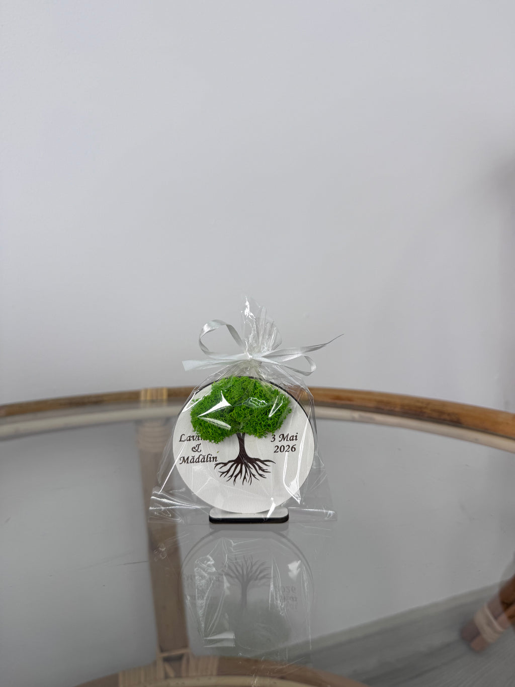Mărturie nuntă gravată - copacul vieții și licheni naturali | RaisAnd Art Creation