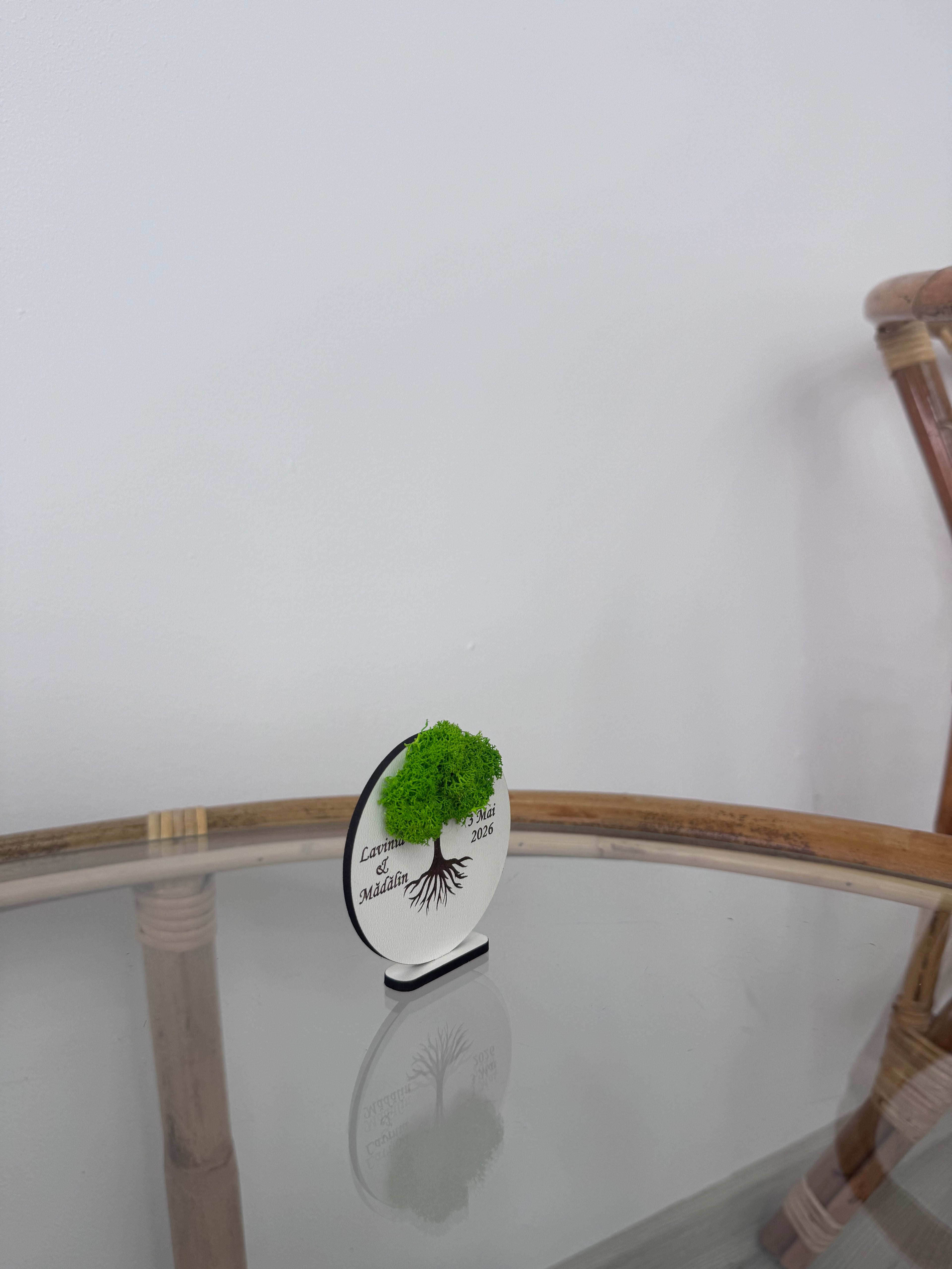 Mărturie nuntă gravată - copacul vieții și licheni naturali | RaisAnd Art Creation