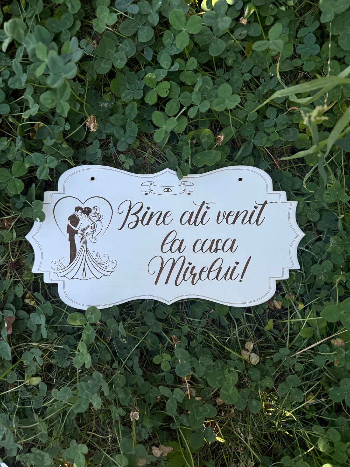 Plăcuță decorativă „Bine ați venit la casa Mirelui!”