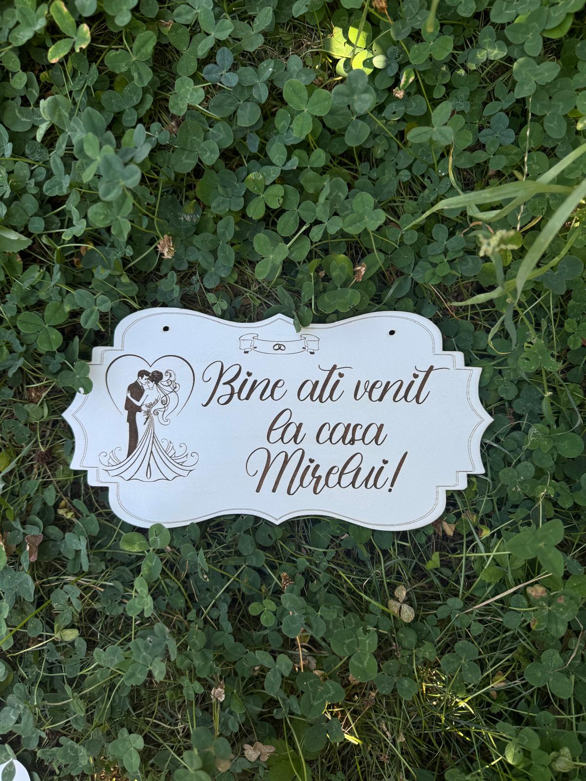 Plăcuță decorativă „Bine ați venit la casa Mirelui!”