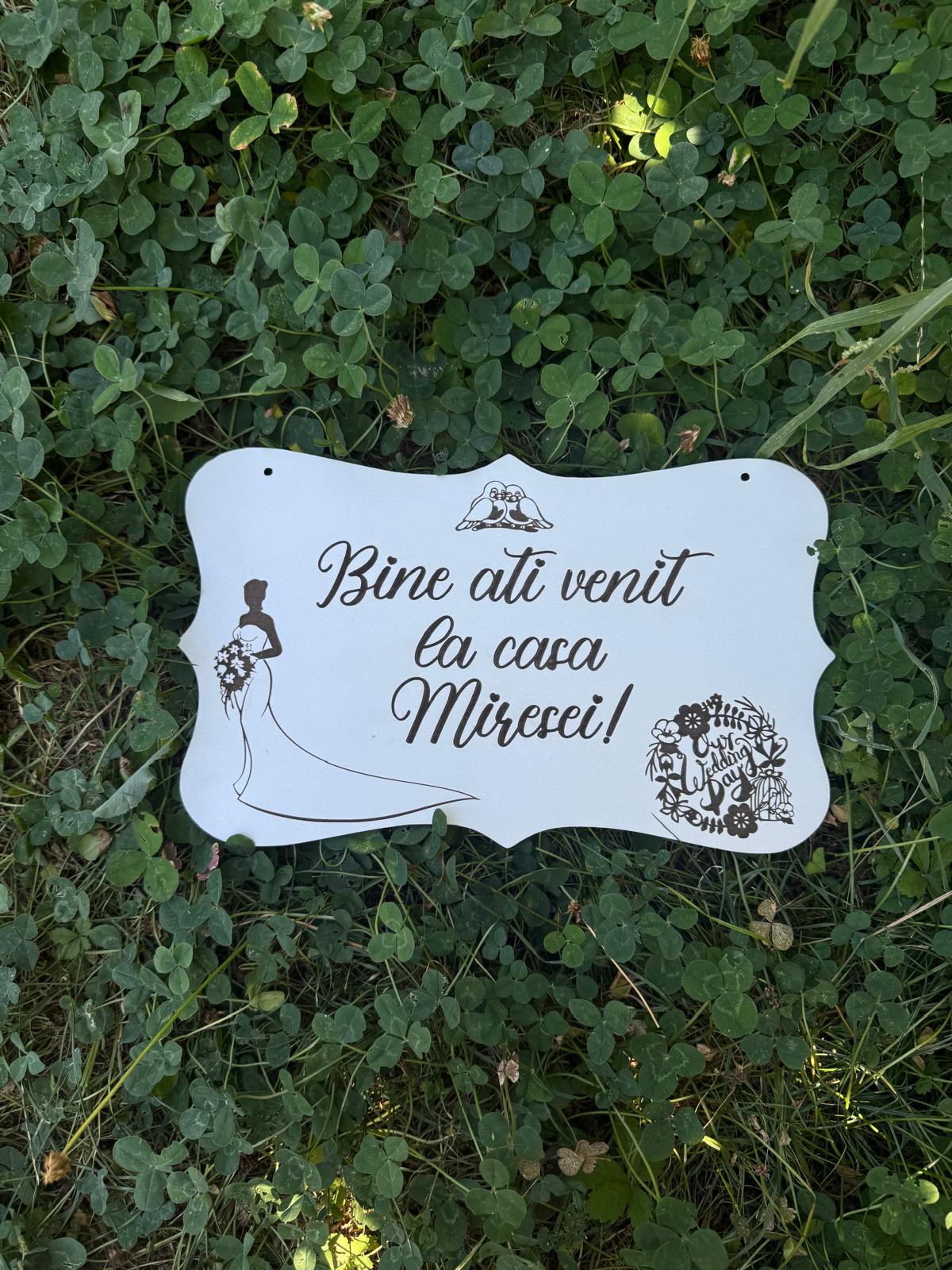 Plăcuță decorativă „Bine ați venit la casa Miresei!”