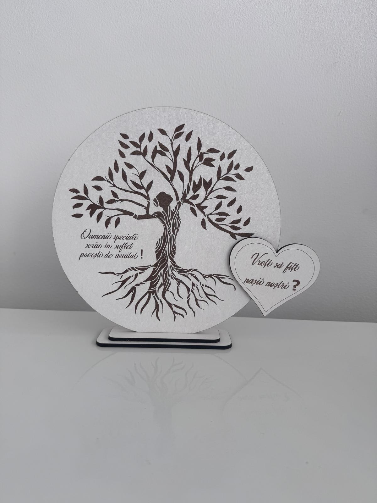 Decorațiune gravată - Cerere nași - Copacul Vieții