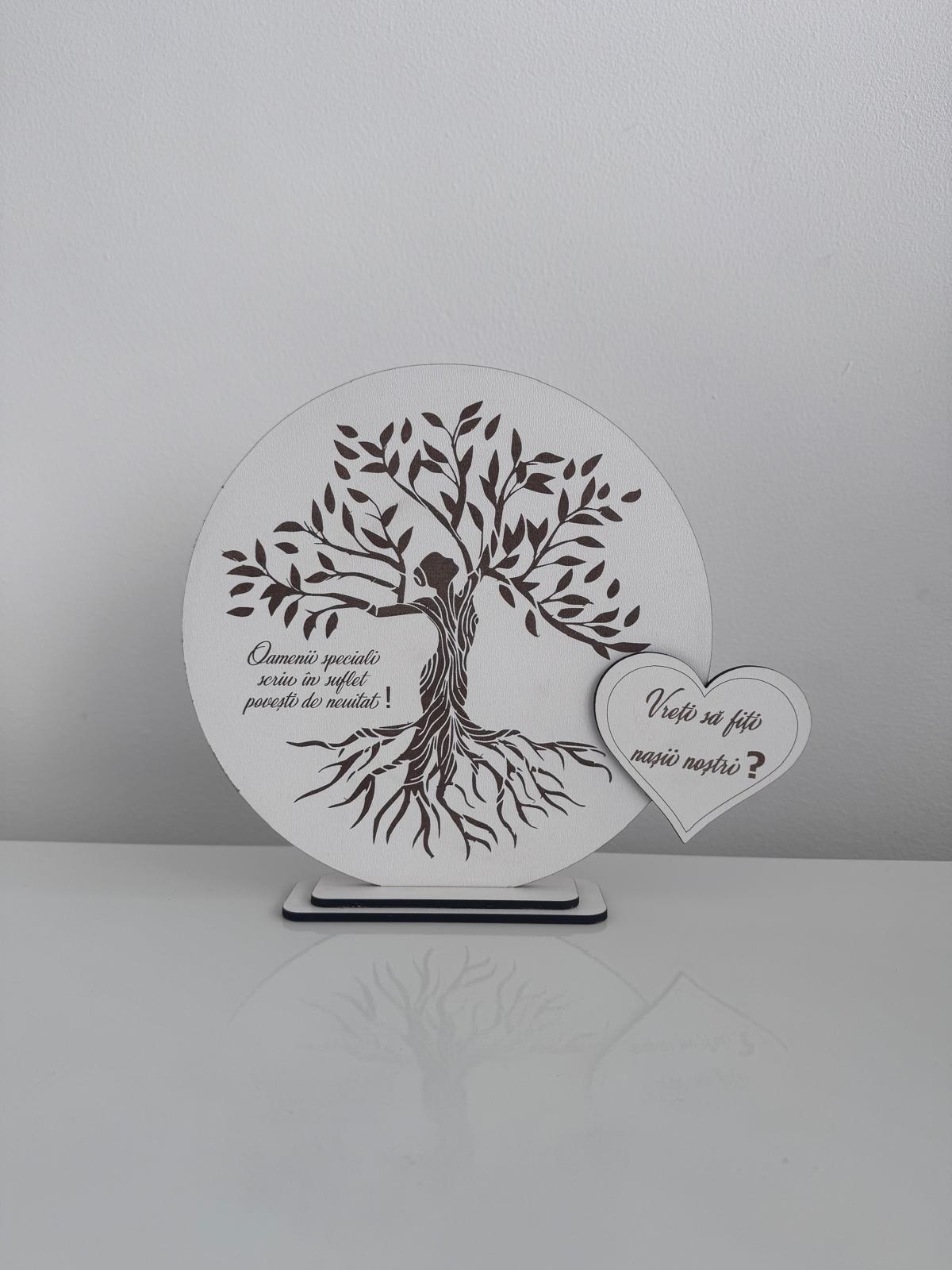 Decorațiune gravată - Cerere nași - Copacul Vieții