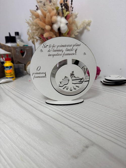 Blank Rotund „O Primăvară Frumoasă"- Suport HDF pentru decorat cu licheni