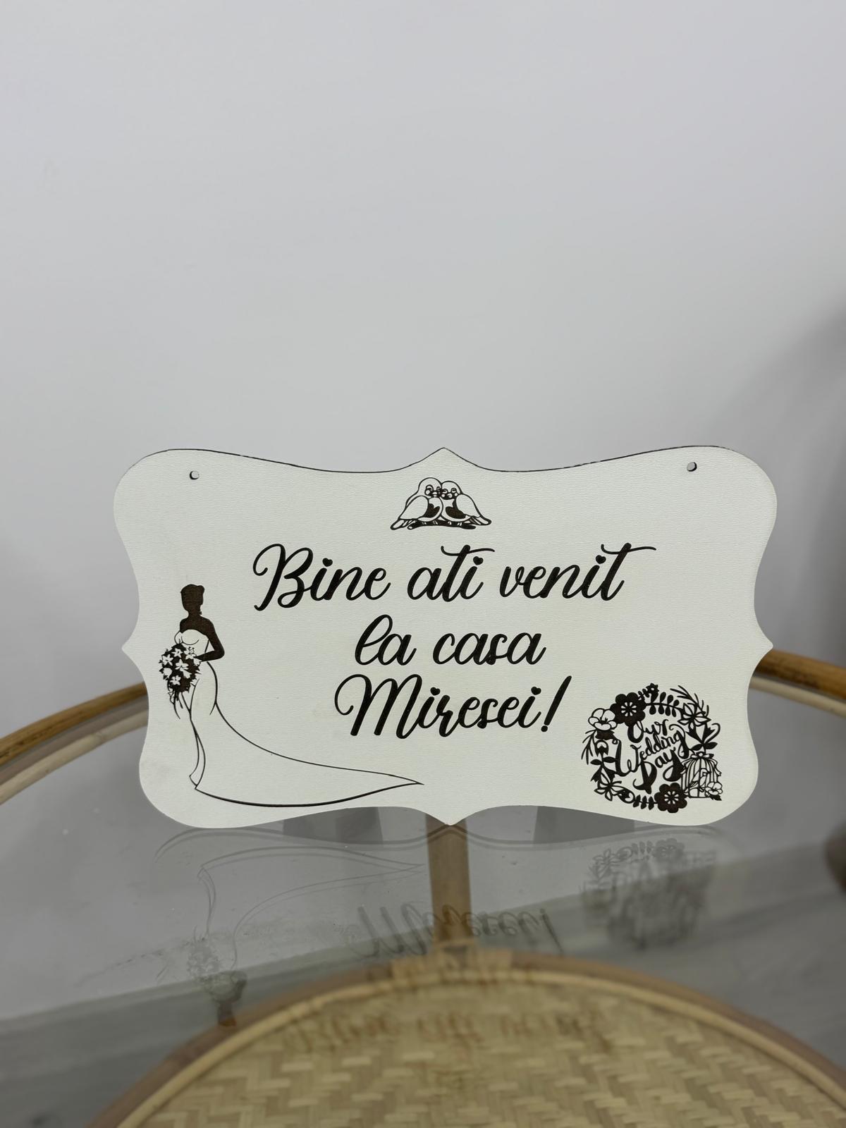 Plăcuță decorativă „Bine ați venit la casa Miresei!”